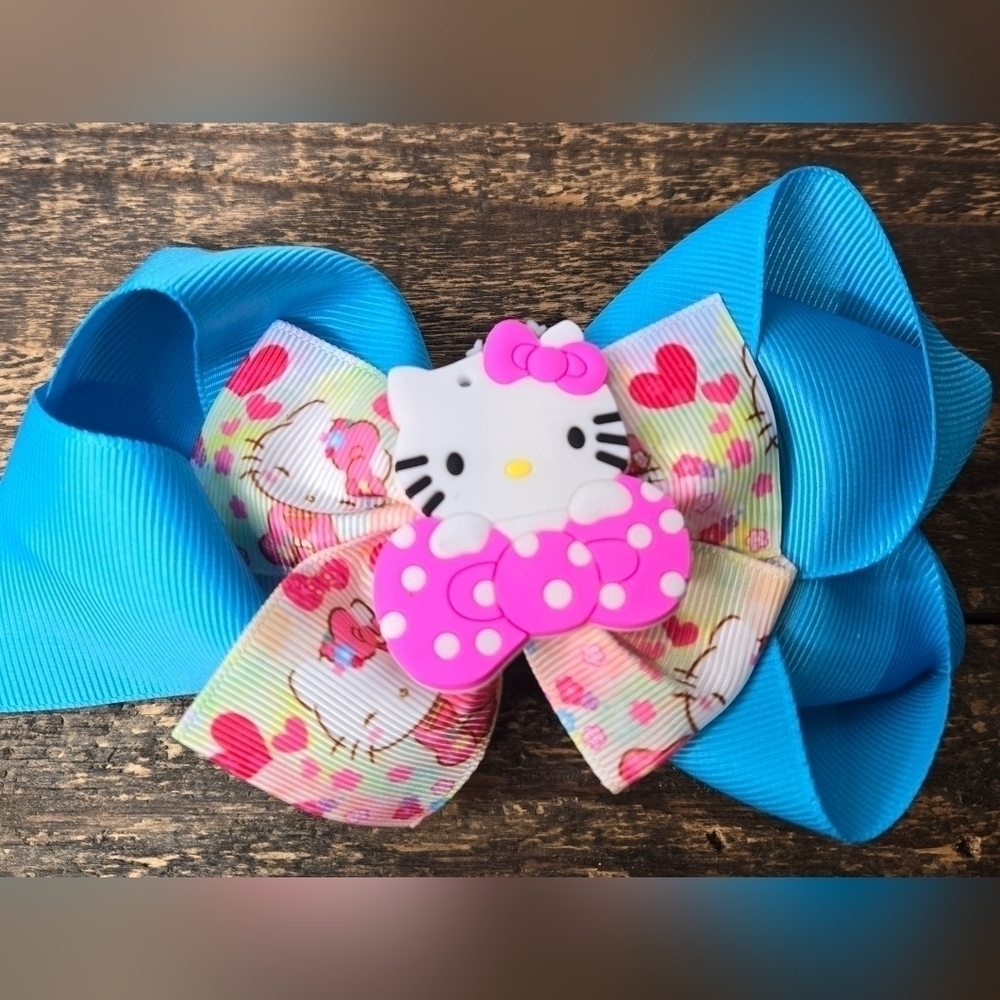 Hello Kitty Blue and Pink Layered Hair Bow